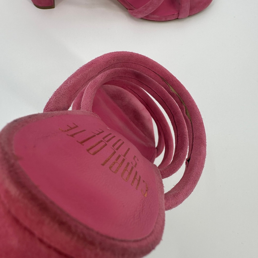 Charlotte Stone Bettina Women Hot Pink‎ Suede Strappy Block Heel Mule Sandals 10 - Picture 6 of 8